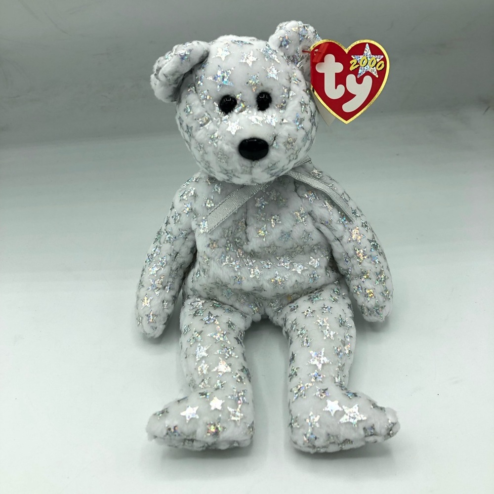 Ty Vintage 2000 Beanie Babies Holographic Star Teddy Retired Y2K Plush Bear